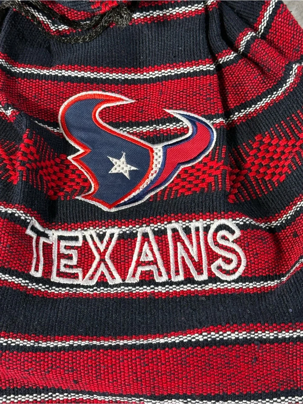 Houston Texans‎ Handmade Woven Drawstring Backpack Cinch Bag NFL Fan NWOT